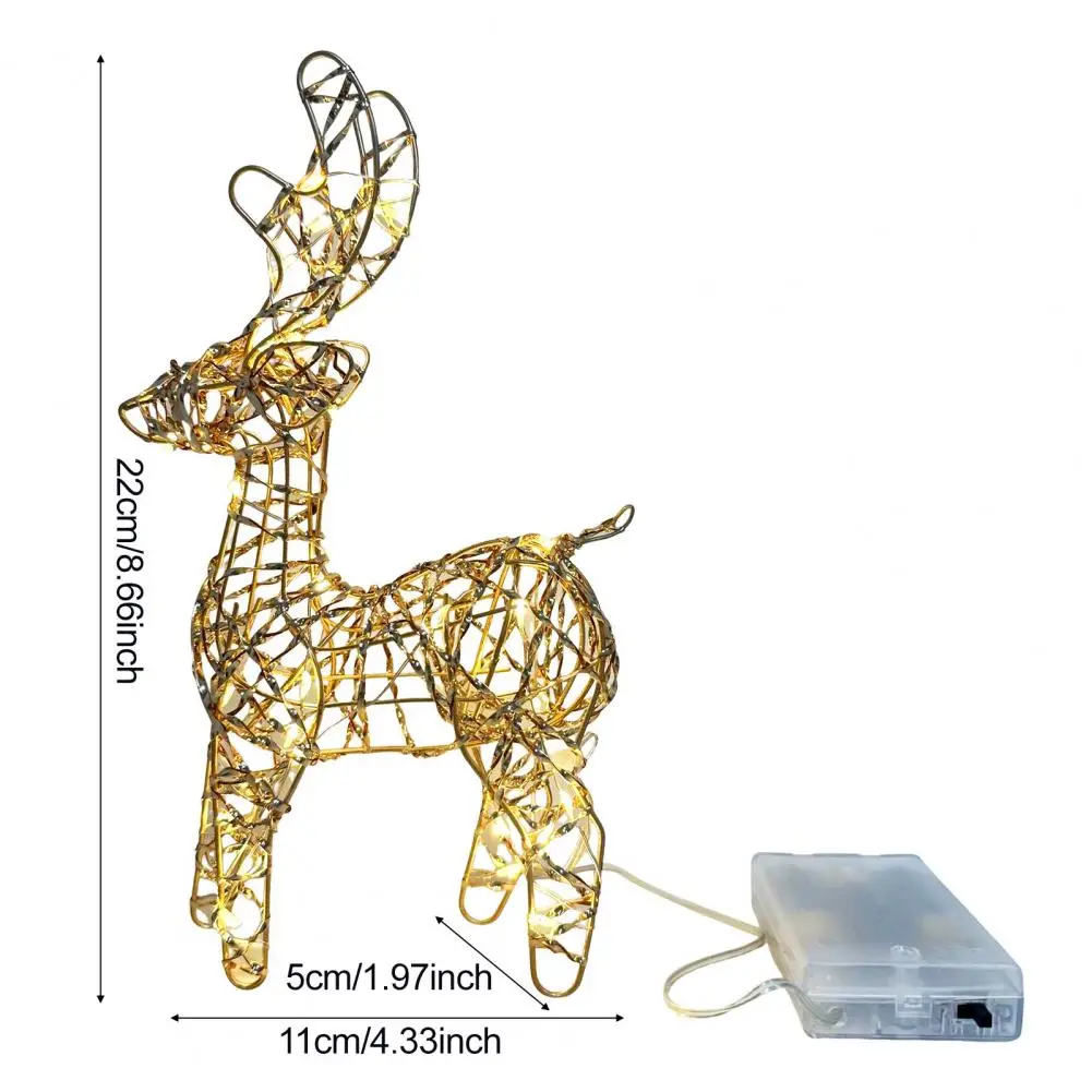 3D Christmas Reindeer Decor Prelit Iron Reindeer with 30 LED Lights Outdoor Indoor Lighted Standing Deer for Garden Yard Lawn