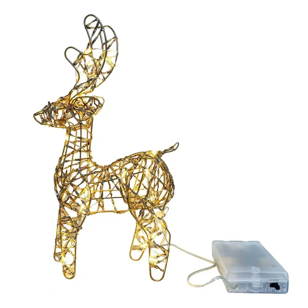 3D Christmas Reindeer Decor Prelit Iron Reindeer with 30 LED Lights Outdoor Indoor Lighted Standing Deer for Garden Yard Lawn