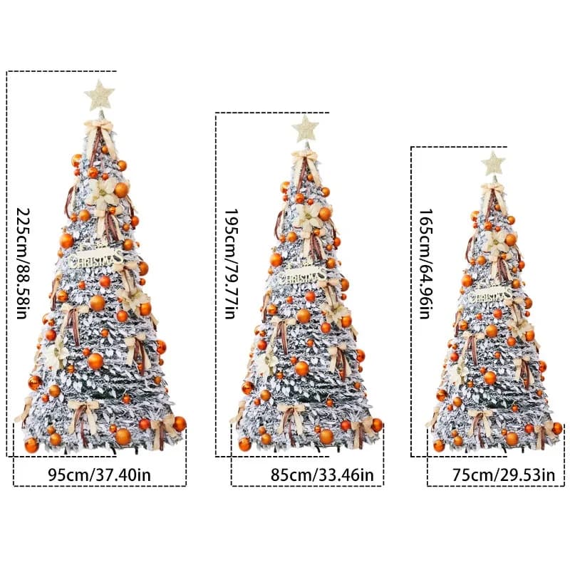 Folding Christmas Tree Portable Flocked PVC Decor Expandable Large Holiday ornaments Home Realistic Dense Xmas Tree with Stand
