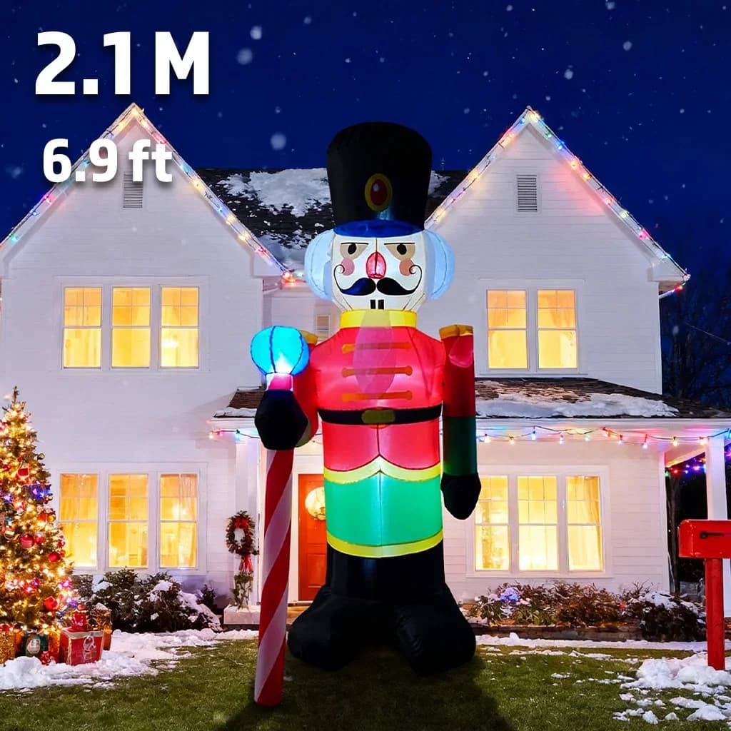 210cm Nutcracker Soldier inflatables Blow Up Christmas Decoration 2025 Home Yard Garden Outdoor Party Xmas Decor
