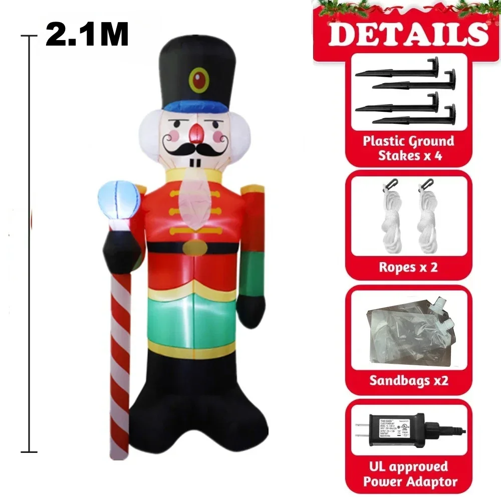 210cm Nutcracker Soldier inflatables Blow Up Christmas Decoration 2025 Home Yard Garden Outdoor Party Xmas Decor
